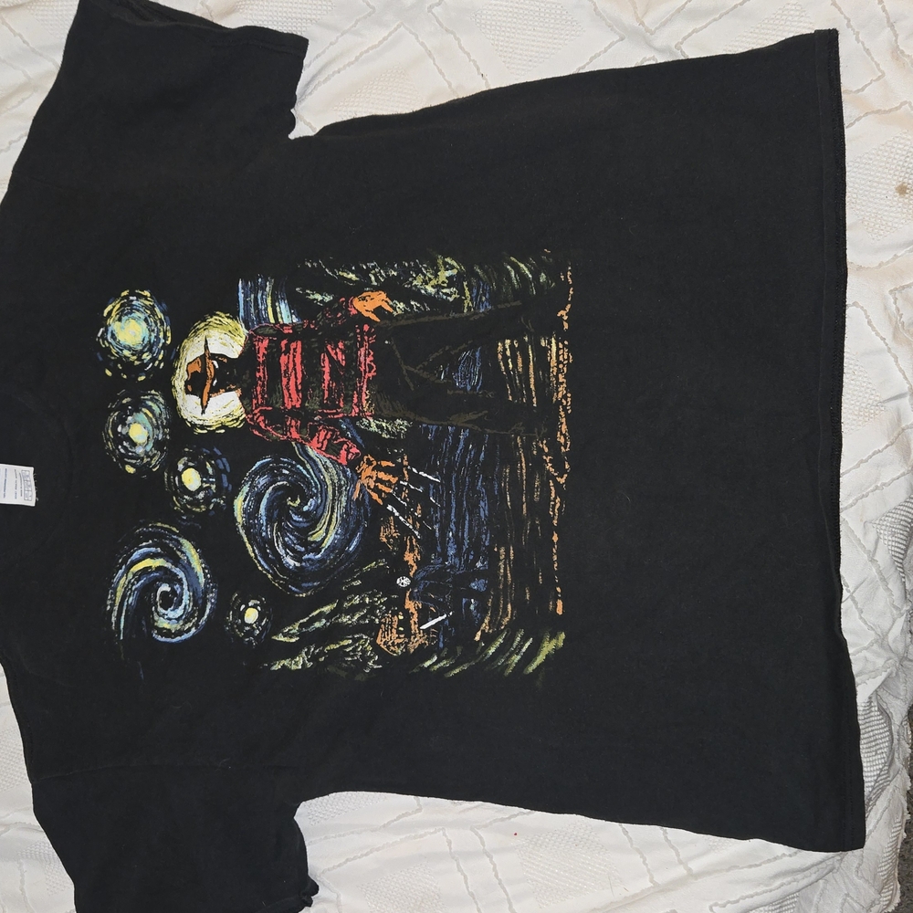 Black Graphic T-Shirt with Artistic Design